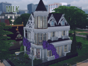 Sims 4 — Milk by GenkaiHaretsu — White victorian house, very decorative.
