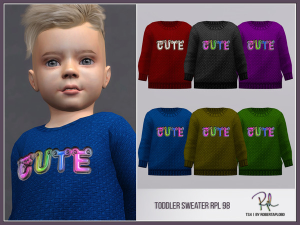 Sims 4 — Toddler Sweater RPL98 by RobertaPLobo — :: 6 swatches :: Custom thumbnail :: For Boy and Girl :: Base game