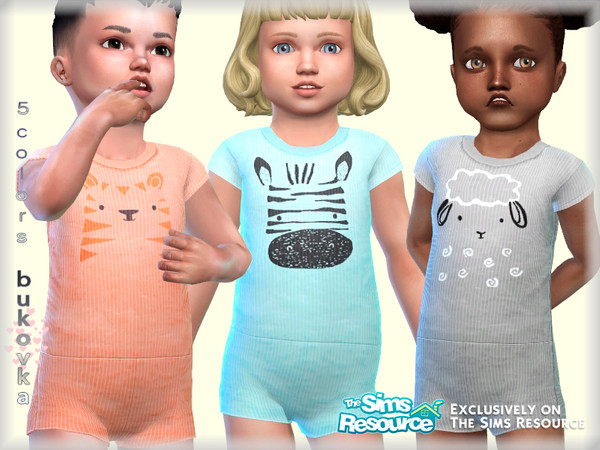 Sims 4 — Kombidress Animals by bukovka — Kombidress for boys and girls, Toddler. Set independently, the new mesh mine