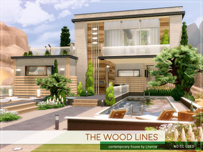 Sims 4 — The Wood Lines by Lhonna — Contemporary house for a family (2+1). Excellent for garden parties. No CC! Price: