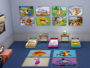 Sims 4 — Second Set Winnie The Pooh by julimo2 — This set Toddler includes - 3 Beds Toddlers - 8 Paintings (with mood