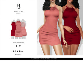 Sims 3 — Halter Neck Satin Seam Detail Mini Dress by Bill_Sims — YA/AF Everyday/Formal Available for Maternity