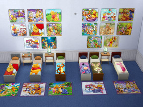 Sims 4 — First Set Winnie The Pooh by julimo2 — First set Winnie The Pooh includes - 6 Beds - 8 Paintings with mood