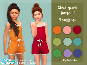 Sims 4 — Short sports jumpsuit by MysteriousOo — 9 Swatches; Base Game compatible; HQ compatible; Child; Outfit type: