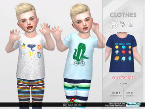 Sims 4 — ReMaron_T_CartersPJShirt01 by remaron — -06 Swatches available -Toddler Category -Custom CAS thumbnail -Base