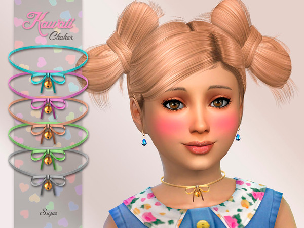 Sims 4 — Kawaii Choker Child by Suzue — -New Mesh (Suzue) -16 Swatches -For Female (Child) -HQ Compatible