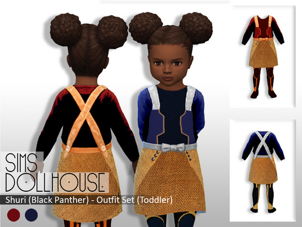 Sims 4 — Sims Dollhouse - Black Panther's Shuri Outfit Set (Toddler) by SimsDollhouse — - Needs Cats and Dogs expansion