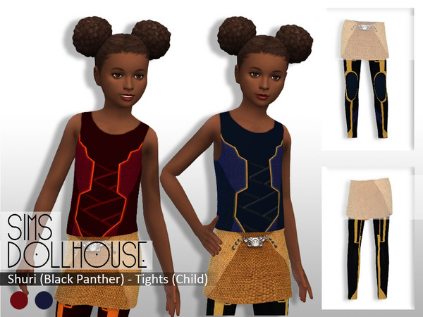 Sims 4 — Sims Dollhouse - Black Panther's Shuri Tights (Child) by SimsDollhouse — - Base game compatible - Hand drawn - 2