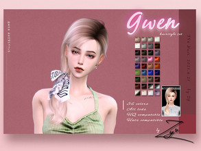 Sims 4 — Gwen hairstyle_Zy by _zy — New Mesh 36 colors All lods HQ compatible Hats compatible I made the hair a week ago