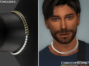 Sims 4 — Ungodly Necklace Male by christopher0672 — This is a pearl and chunky chain choker now made for the male sims!