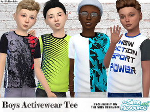 Sims 4 — Boys Activewear Tee by Pelineldis — A cool activewear tee for boys (but works for girls too) in four design