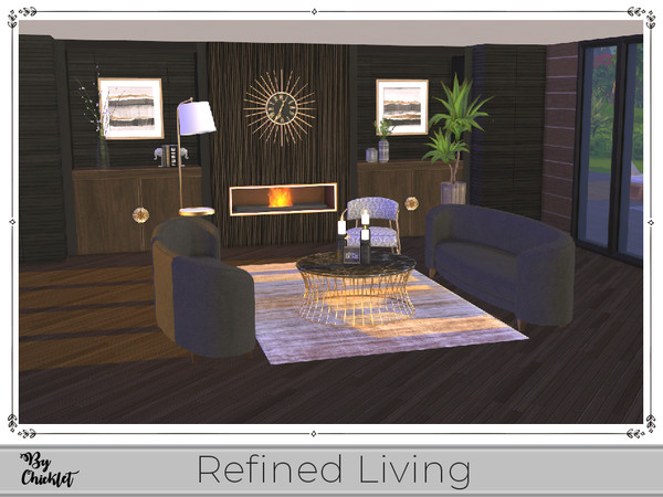 Sims 4 — Refined Living Sitting Room by Chicklet — Modern meets classic in this beautiful and elegant living room. The
