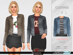 Sims 4 — ReMaron_F_DenimJacket02 by remaron — ==== NEW MESH ==== -20 Swatches available -All lods -Custom CAS thumbnail