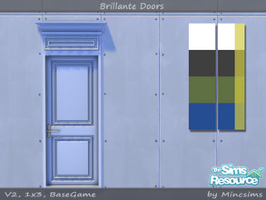 Sims 4 — Brillante Single Panel Door V2 1x3 by Mincsims — for short wall 8 swatches