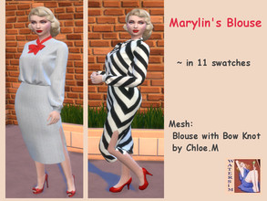 Sims 4 — ws Marylins Blouse BowKnot - RC by watersim44 — Created and inspired for Marylin Monroe - Vintage-Style recolor.