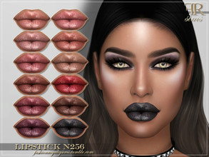Sims 4 — Lipstick N256 by FashionRoyaltySims — Standalone Custom thumbnail 12 color options HQ texture Compatible with HQ