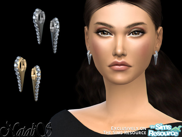 Sims 4 — NataliS_Needle crystal earrings by Natalis — NataliS_Needle crystal earrings. FT-FA-FE 4 colors.