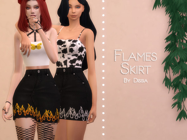 Sims 4 — Flames Skirt by Dissia — Flames Skirt 12 swatches (Flame colors)