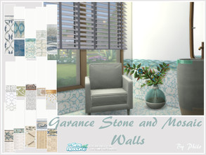 Sims 4 — Garance Stone and Mosaic Walls by philo — Stone and mosaic walls in various styles and in soft colors. 15
