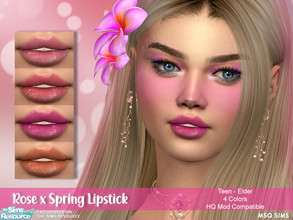 Sims 4 — Rose x Spring Lipstick by MSQSIMS — - Base Game - Teen-Elder - Female - 4 Swatches - HQ Mod Compatible - Custom