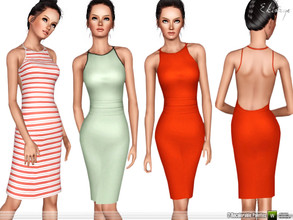 Sims 3 — Open Back Dress by ekinege — Dress with open back. 2 recolorable parts.