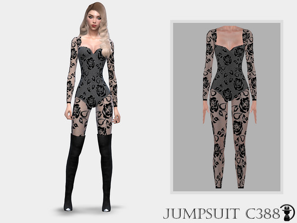 Sims 4 — Jumpsuit C388 by Daph's — 1 Swatch Compatible with HQ mod Works with all of skins Custom Thumbnail Teen to Elder