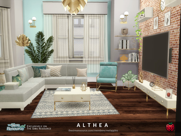 Sims 4 — Althea - living by melapples — a modern living room for a medium sized apartment. recommended for 20 Culpepper