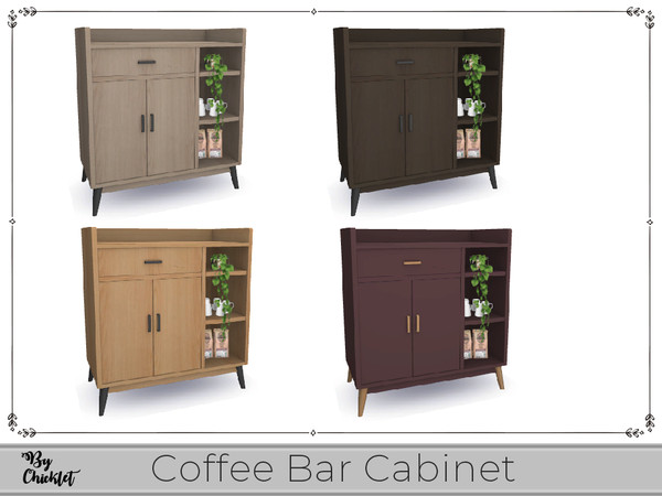 Sims 4 — Modern Coffee Bar Cabinet by Chicklet — Nothing jump starts your day like a steaming cup of coffee and creating