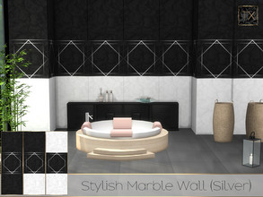 Sims 4 — Stylish Marble Wall (Silver)  by theeaax — Stylish Marble Wall Silver 6 Different swatches Enjoy!