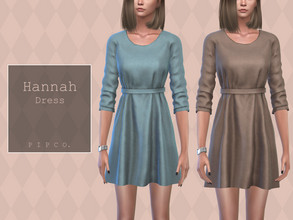 Sims 4 — Hannah Dress. by Pipco — A simple dress in 15 colors. Base Game Compatible New Mesh All Lods Specular and Normal