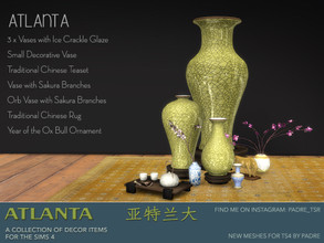 Sims 4 — Atlanta Set of Decor Items by Padre — An Asian-inspired set of deco meshes