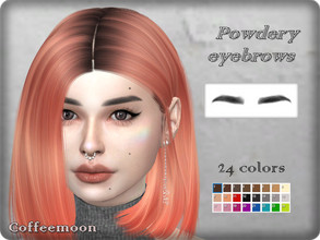 Sims 4 — Powdery eyebrows N2 by coffeemoon — 24 color options, including unnatural: red, blue, green, turquoise, violet,