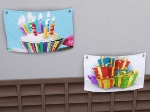 Sims 4 — Flags birthday by julimo2 — hang these beautiful flag to celebrate your sim's birthday with more color