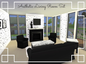 Sims 4 — Aesthetic Living Room by GalaxyUnicorn1 — Hello!! This is my first time *EVER* making a set. It took me hours to