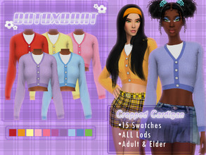 Sims 4 — [B0T0XBRAT] Cropped V Neck Cardigan by B0T0XBRAT — Hi Bunnies! -HQ Texture -All Lods -Teen, Adult & Elder