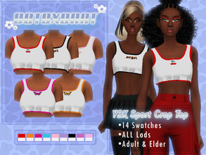Sims 4 — [B0T0XBRAT] Y2k Sporty Crop Top by B0T0XBRAT — Hi Bunnies! -HQ Texture -All Lods -Teen, Adult & Elder -Base