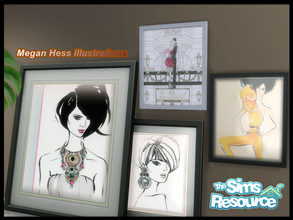 Sims 4 — Megan Hess illustrations  by seimar8 — A set of Megan Hess illustrations. Each piece comes with an 8 swatch