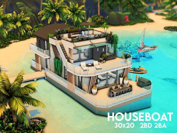 Sims 4 — Houseboat by xogerardine — Never have I ever built a houseboat before but it was super cool to try it out. It's