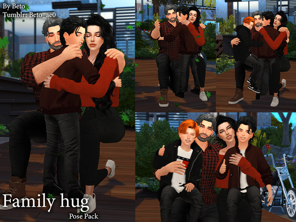 Sims 4 — Family hug (Pose pack) by Beto_ae0 — Family poses, hope you like them To use the poses you need the Mod pose