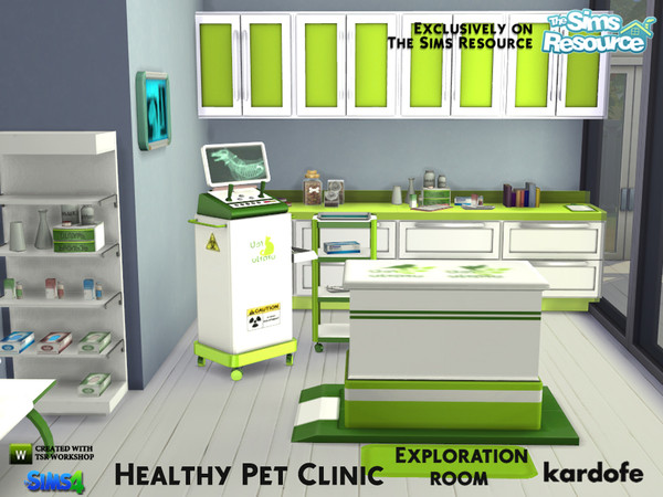 Sims 4 — kardofe_Healthy Pet Clinic_Exploration room by kardofe — Set of eight new meshes and a recolor, to decorate a