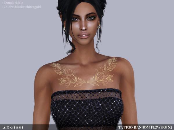 Sims 4 — Tattoo-Random Flowers n2 by ANGISSI — *For all questions go here-----angissi.tumblr.com *3 colors ( Black,