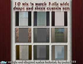 Sims 2 — 3-tile Curtain by Padre — 3-tile wide curtain, floor to ceiling, designed to cover the OFB 3-tile window.