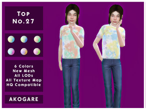 Sims 4 — Akogare Top No.27 by _Akogare_ — Akogare Top No.27 - 6 Colors - New Mesh (All LODs) - All Texture Maps - HQ