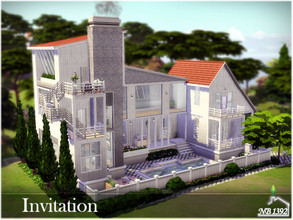 Sims 4 — Invitation by nobody13922 — Large elegant house with a swimming pool and a garden. Ground floor: porch, hall,