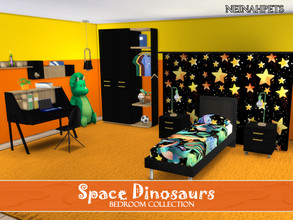 Sims 4 — Space Dinosaurs Bedroom {Mesh Required} by neinahpets — A recolor children's bedroom featuring watercolor space