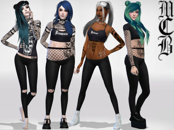 Sims 4 — Black Leggings by MaruChanBe2 — Four different leggings variations. You don't need a mesh, it is a recolor from