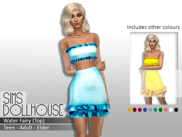 Sims 4 — Sims Dollhouse - Water Fairy Top by SimsDollhouse — - New mesh - 10 Colours - Base Game compatible - Teen, Adult