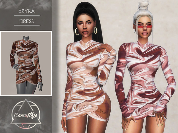 Sims 4 — CAMUFLAJE - Eryka (Dress) by Camuflaje — * New mesh * Compatible with the base game * HQ * All LODs (I recommend