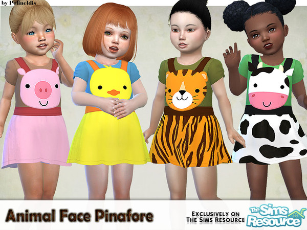 Sims 4 — Animal Face Pinafore - Needs SP12 Toddler by Pelineldis — A sweet pinafore with animal face print for toddler