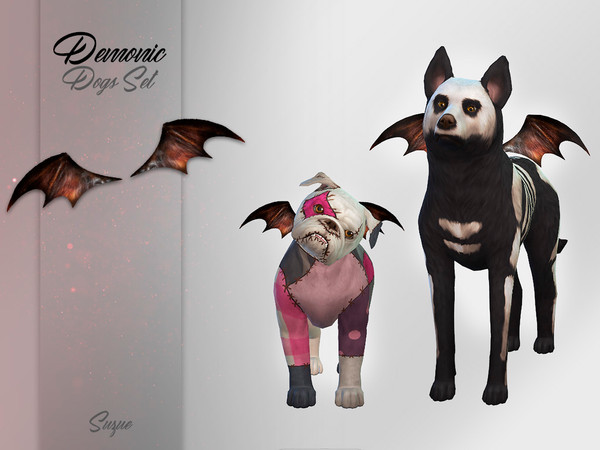 Sims 4 — Demonic Set Dogs by Suzue — F. Updated (2021) -New Mesh (Suzue) -15 Swatches -Costume Category